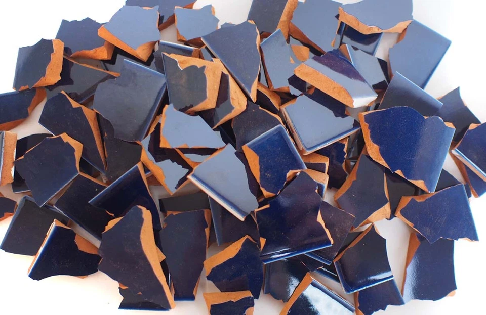 TIERRA-Y-MANOS Mosaik Bruchfliesen - meeresblau - 900g/4kg, Scherben - [3660] Trendfarbe 2025!