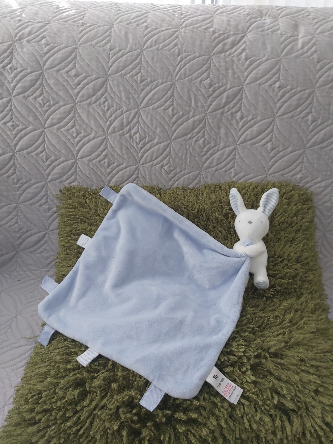 BNWOT TU BLUE STRIPED Bunny Rabbit Baby COMFORTER
