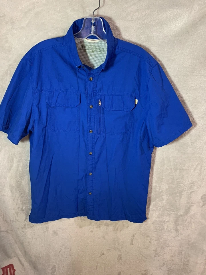 Field and Stream Herren Kurzarm Button Down Gr. Medium Blau Outdoor Hemd