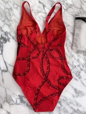 NWT Hermes Cordelieres Jer Swim Swimsuit One-piece, Rosy Red | eBay