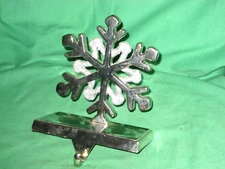 #2221- ALL METAL CHRISTMAS STOCKING HOLDER, HANGER- SNOWFLAKE - GLITTERING