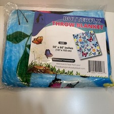 Colorful Butterfly Throw Blanket Garden for Butterfly Lovers Gift 50"x60"