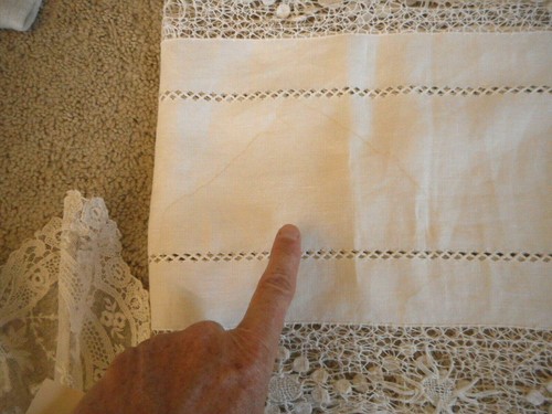 Lotto Tessuti Vintage Tovaglia Centrino Casale Stampato Lacey Dogs Natale - Foto 8 di 11