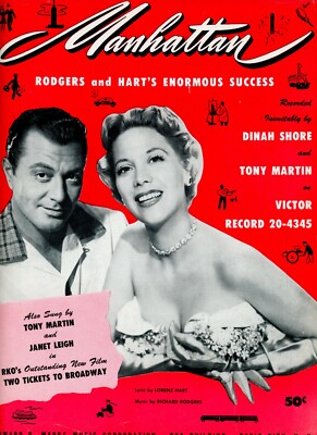 Vintage Sheet Music Janet Leigh Tony Martin Manhattan Dinah Shore Edward B Marks