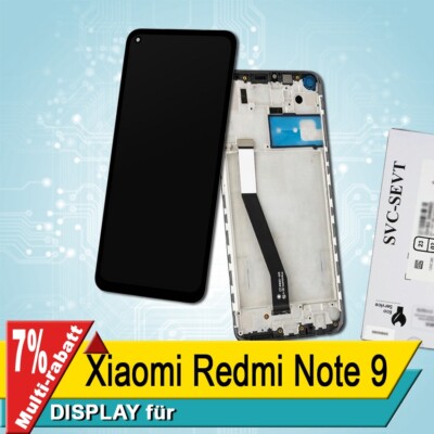 Display für Xiaomi Redmi Note 9 Bildschirm Service Pack Schwarz Rahmen