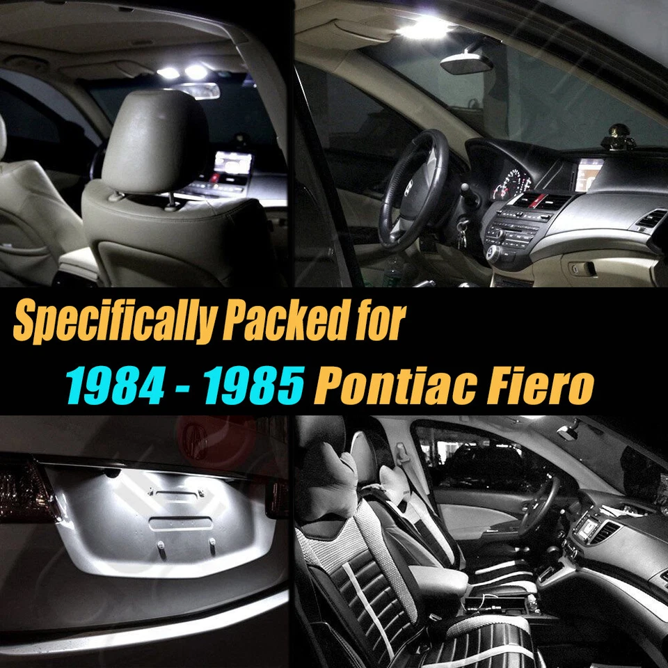 Kit de bombillas LED interiores de auto súper blancas de 10 piezas para Pontiac Fiero 1984-1985 Foto 2 de 4