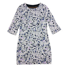 Banana Republic Shift Dress Women's 4 White Purple Floral Ditsy 3/4 Sleeve Boho