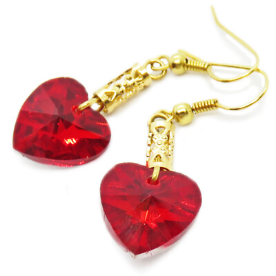 Gorgeous Red Glass Rhinestone Heart Earrings By SoniaMcD