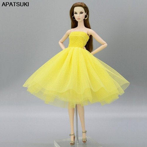 Yellow Fashion Dress Short Ballet Dresses For 11.5in. Doll Clothes Outfits 1/6