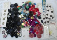 Loose & Carded Button Lot Vintage & Modern Various Colors, Sizes, & Materials
