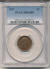 1917 1c PCGS MS-63 Brown