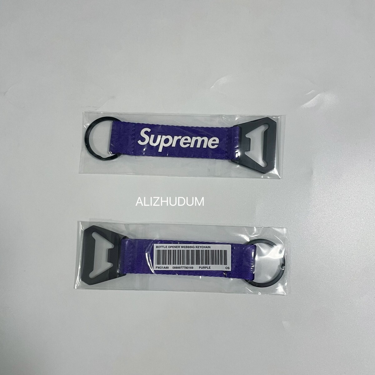 SUPREME FW21 BOTTLE OPENER WEBBING KEYCHAIN PURPLE BRAND NEW