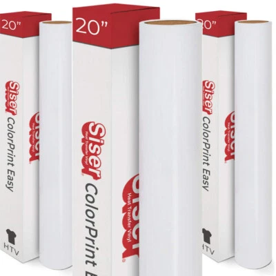 Siser ColorPrint Easy Printable Heat Transfer Vinyl HTV Apparel, 20" x 5yd|10yd