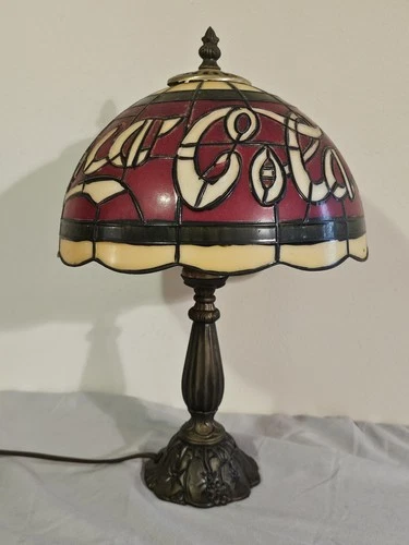 Vintage Coca Cola Tiffany Style PLASTIC Stained Glass Style Shade Lamp 15” Coke