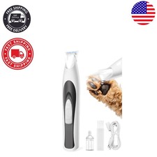 Low-Noise Cordless Pet Paw Trimmer with LED Light - For Dogs  Cats 0.8in