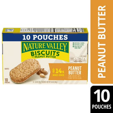 Nature Valley Biscuit Sandwiches, Peanut Butter, Snack Bars, 10 Bars, 13.5 oz