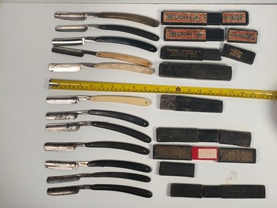 Restposten 12 Vintage Rasierer Sheffield Solingen Paris 8 Koffer Kropp Osgar