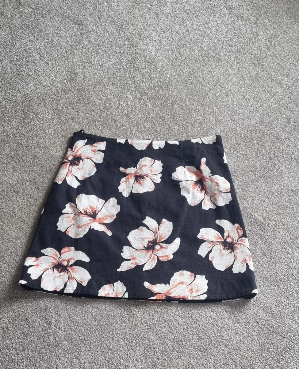 Jupe River Island édition Limitée Beige à Motif Fleuri - Taille UK 10, Longueur Midi, Style Flare, Occasion Très Bon état