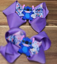 2 Stitch Hair Bows Clips Accessories for Girls Toddlers Kids See Pics