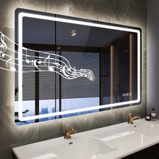 Led-Bathroom-Mirror-with-Lights, 40"x28" Wall-Mounted with 3 Colors Dimmable ...