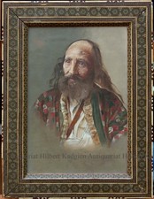 Mal etwas anderes: "Ein persischer Derwisch" Ölbild ca 1900 - Original-Rahmen!