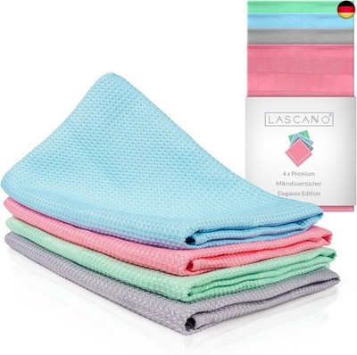 Lascano Geschirrtücher Mikrofaser 4er Set - 60 x 40 cm | Streifenfreie Allzweck 
