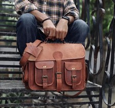 Messenger Bag Satchel Genuine Briefcase Men's Handmade Leather Vintage Laptop