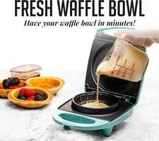 OVENTE Waffle Bowl Maker Electric Non-Stick 520W BNIB Sealed Turquoise Free Ship