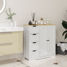 HOMCOM Bathroom Floor Cabinet with Adjustable Shelf and Drawers, White