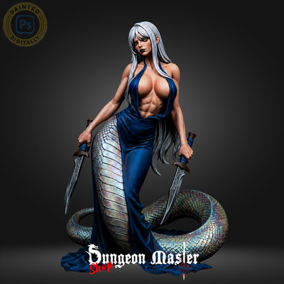 Naga Lady Miniatur DnD 3D Resin Druck Tabletop Fantasy Figur Unbemalt 32mm