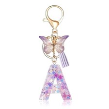 Fmeida Initial Letter Keychain for Women Name Key chain Bag Purse Charms A