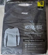 Mission Ridge Men's Thermal Shirt Pullover Longsleeve NIP Size Large Black 