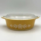 Vintage PYREX Butterfly Gold 471 with clear lid 470 One Pint- Ovenproof EUC