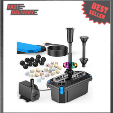 Pond Filter with Water Pump RGB LED Lights 660GPH 40W Outdoor Pond Fountain