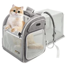 Texsens Cat Backpack Expandable Pet Carrier - Pet Backpack Carrier for Medium...