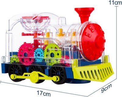 Transparent Gear Train Toy Bump Go LED Music Electric Kids Toy