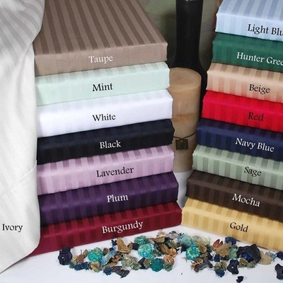 King Size Select Bedding Linen 1200 Thread Count Egyptian Cotton Stripe Colors