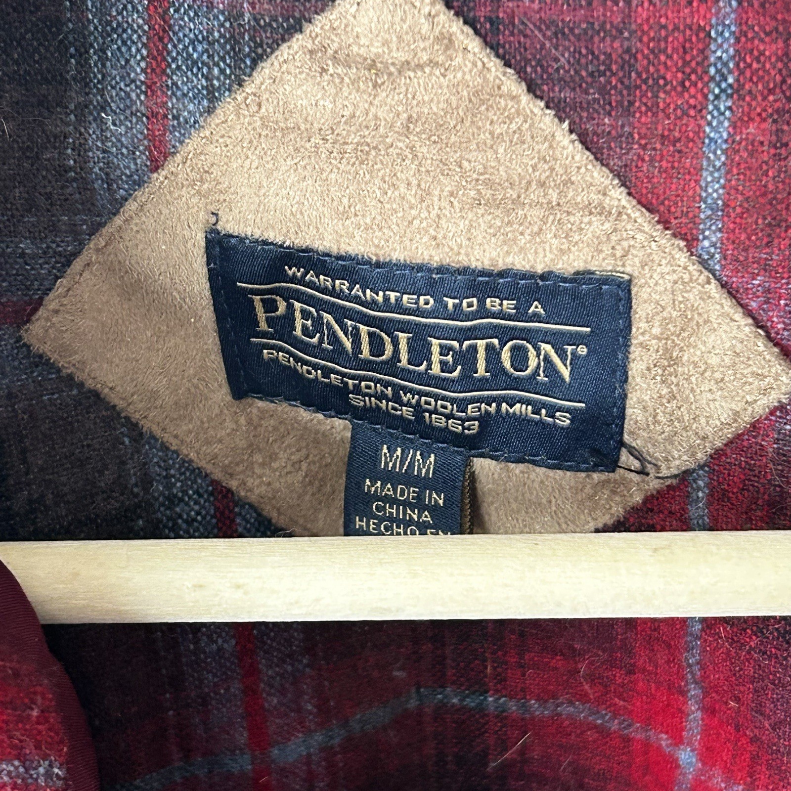 Pendleton Fuzzy Zip Jacket Size Medium Dark Red M… - image 4