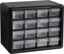 Akro-Mils 16-Drawer Plastic Drawer Storage Cabinet for 16 Drawer, Black