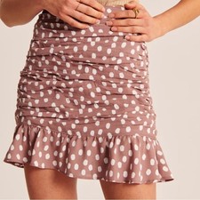 Abercrombie  Fitch Skirt Midi Polka Dot Lined Y2K Ruffle Hem Size XS