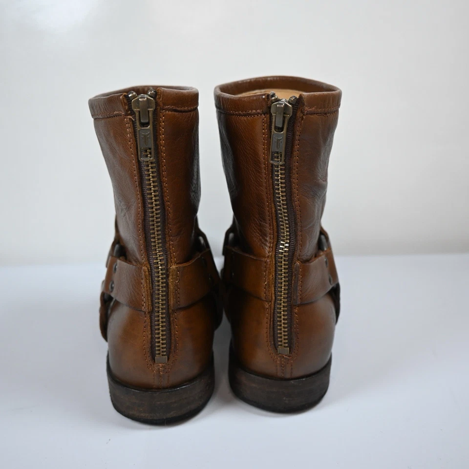 Frye Mujer Cuero Marrón Phillip Arnés Botines 10 Western Vaquero Motociclista Foto 4 de 4