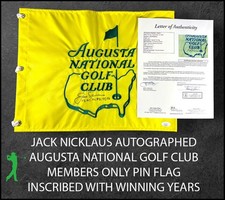 JACK NICKLAUS W/YEARS AUTOGRAPHED AUGUSTA NATIONAL ANGC MASTERS FLAG JSA COA LOA