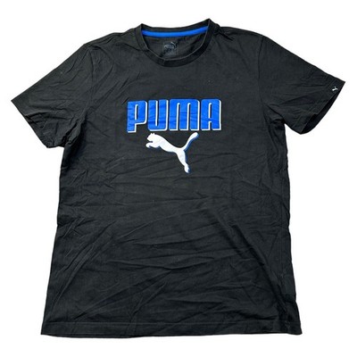 Puma T-Shirt Spell Out Big Logo Short Sleeve Y2K Black Mens Large