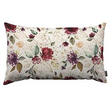 Decorative Pillow Covers Vintage Gold Burgundy 20" x 12" Pack of 1 Roses