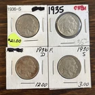 Lot Of 4 Buffalo Indian Head Nickels