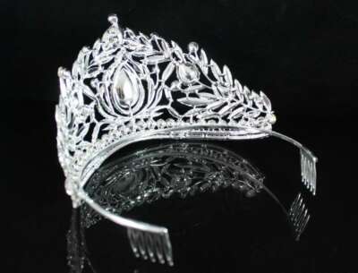 FANTASTIC AUSTRIAN CRYSTAL RHINESTONE TIARA CROWN W/ HAIR  display picture 1