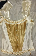 NEW Women's Vacodo Cream And Gold Corset With Ribbon (Halter), Girdle Straps...