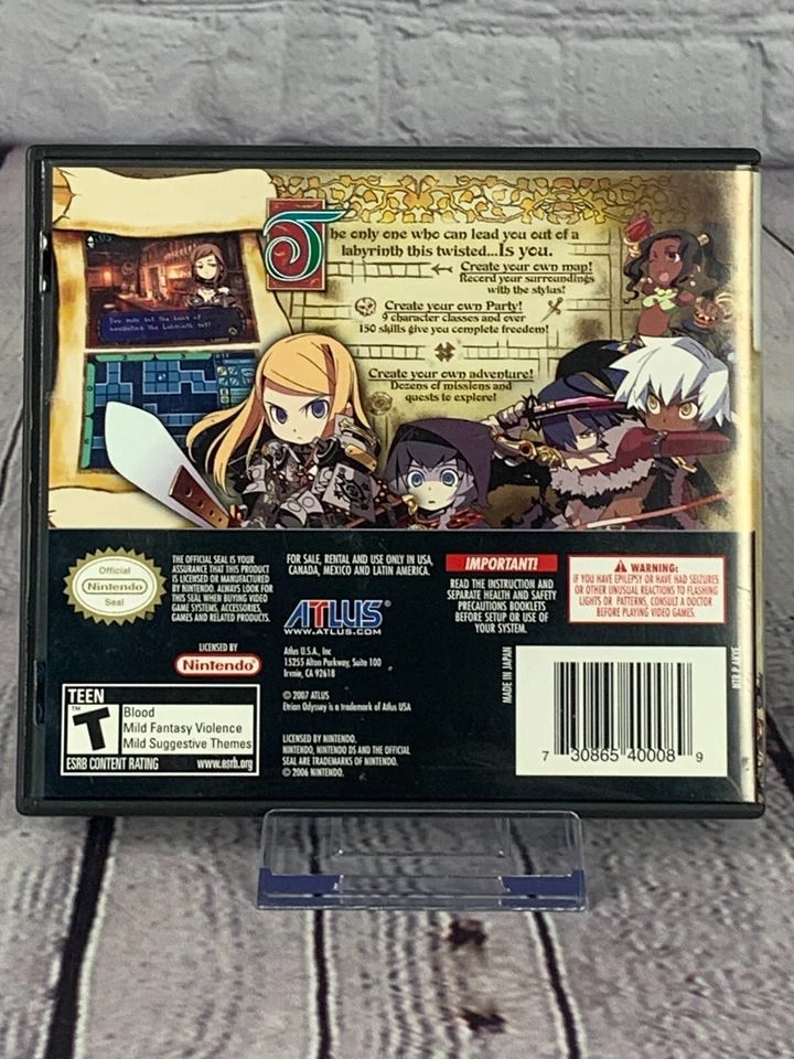 Etriah Odyssey  (Nintendo DS, 2007) CIB Complete Very Good Condition - Image 2 of 4