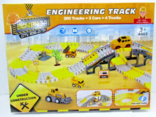 Construction Themed Race Tracks Set, Road Race Playset for kids