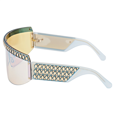 スワロフスキーYOU&I Swarovski SK363 30X Blue/Yellow Shield Half-Rim Sunglasses Frame